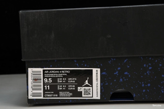 Reps TBK Retro CT8527-018 Game Black Royal Jordan 4 0728